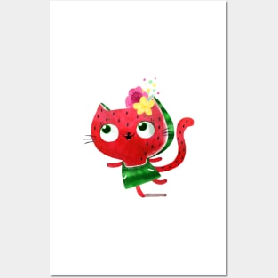 Watermelon Cat Posters and Art